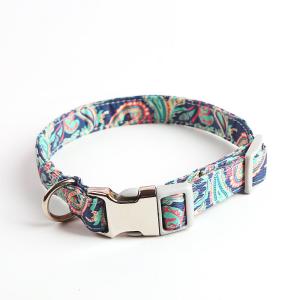 Silver Nameplate Buckle Personalized Puppy Collars Print Pattern For Dogs
