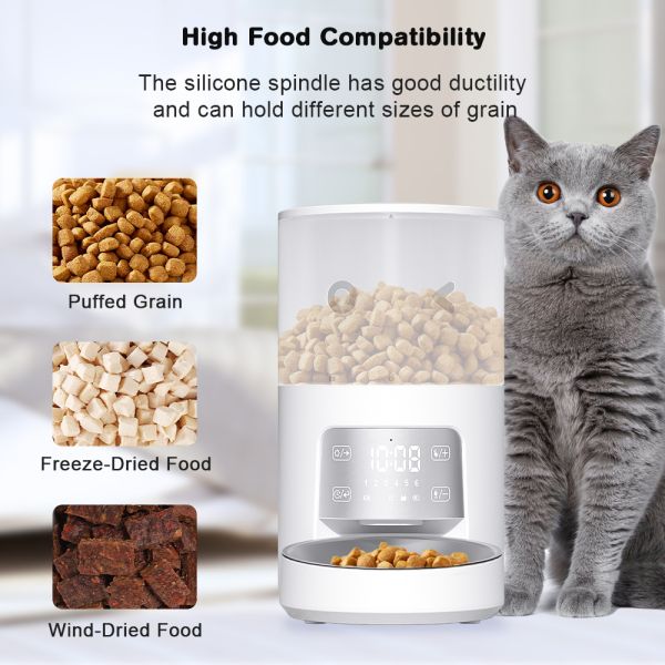 For Cat Dog Smart Automatic Eco-Friendly Stainless Steel Plastic 4L Waterproof IPX5 LCD Display Charge Battery Quadrate Feeder