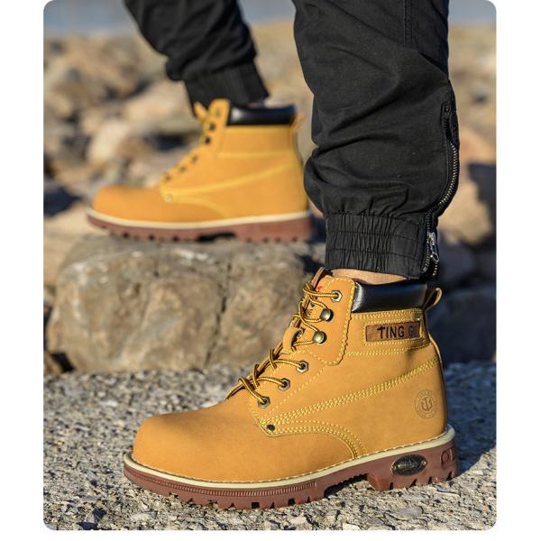 Black Microfiber Leather Security Work Boots Beef Tendon Sole Shoes For Men