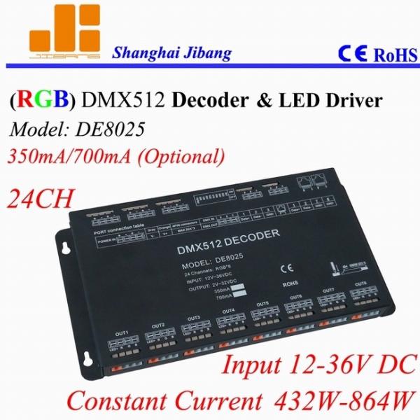 Black Constant Current 24 Channel LED DMX Controller CC 350mA 700mA