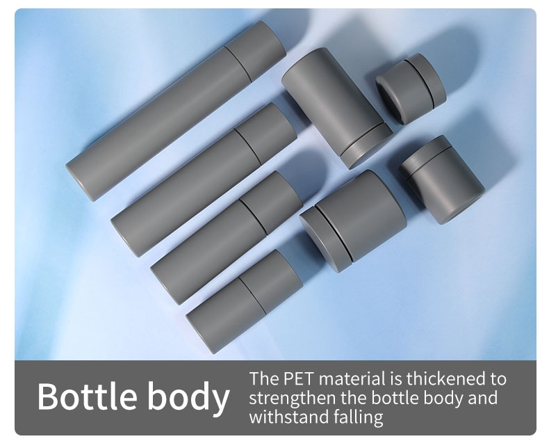Cylinder Round Plastic Bottles 60ml 100ml 120ml Gray Cylinder Bottles With Caps