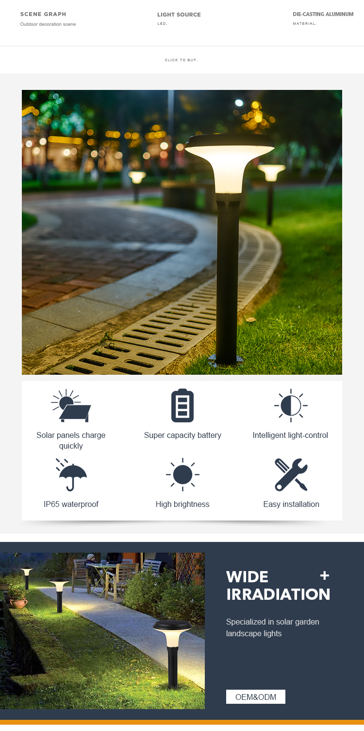 Customize Outdoor LED Solar Pathway Lights Waterproof For Decoration