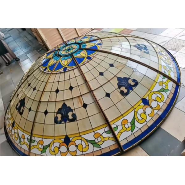 Premium Stained Art Glass Dome Skylight Roof Architectural Antiques Stained Glass Domed Roof