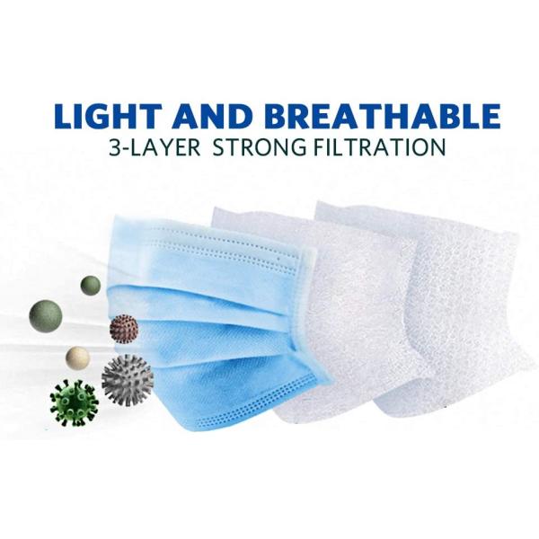 Personal Safety Disposable Surgical Face Mask , Face Mask 3 Ply Earloop