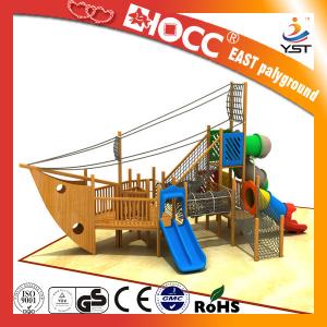 China Amusement Park Kids Wooden Pirate Ship , Wooden Outdoor Play Equipment on sale