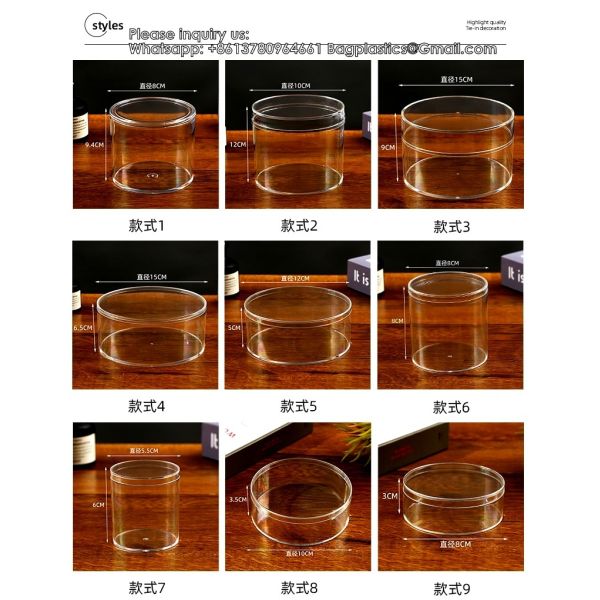 Clear Acrylic Round Box Mini Sweet Container Plastic Favor Gift Boxes Transparent Candy Chocolate Packaging With Lid Storage Boxes for Candy,Pill,
