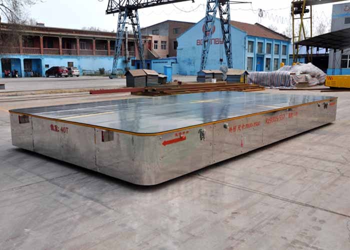 40t Electric Trackless Transport Platform For Metal Parts Handling In Foundry Plant