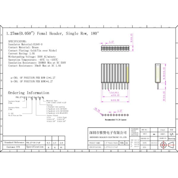 500VDC PA9T Female Header Connector LCP PBT Pcb Header Connector 1×11P