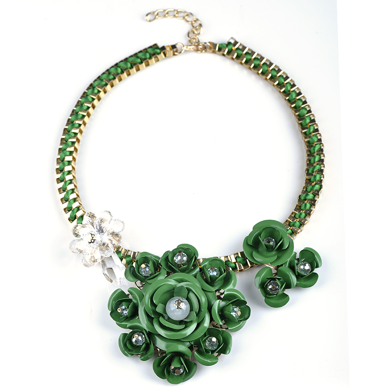 Hot Sale Fashion new multi color flower necklaces pendant chunky statement necklace