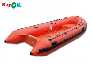 Quality 12.8ft 390cm Red PVC Inflatable Boats With Outboard Motor wholesale