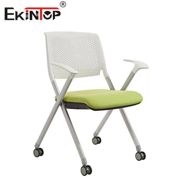 Modern Style Foldable Training Chair With Armrests Wheels Grey Painted Base