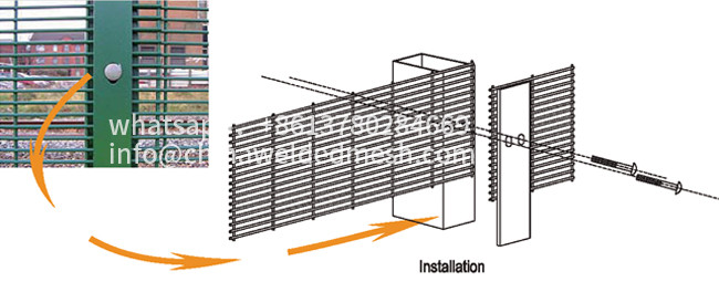 Galvanized Welded Mesh Security Fence , 358 Anti Climb Mesh Panels