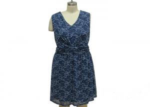 Quality Lace Pattern Knee Length Casual Summer Dresses , Ladies Holiday Dresses Round Neck wholesale