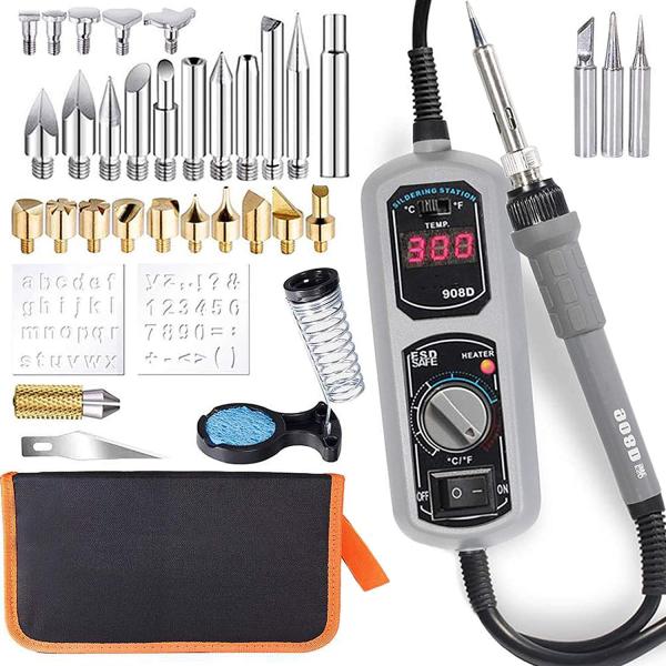 LCD Display 5Min Heating 60W Pyrography Soldering Iron