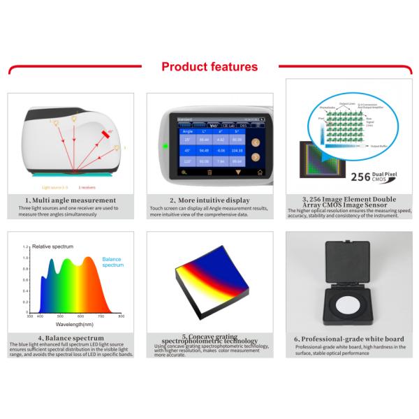 Auto Metal Paint Spectrophotometer 12 Angle Multi-Angle Colour Difference Meter LED Testing Equipment for Compression Lab