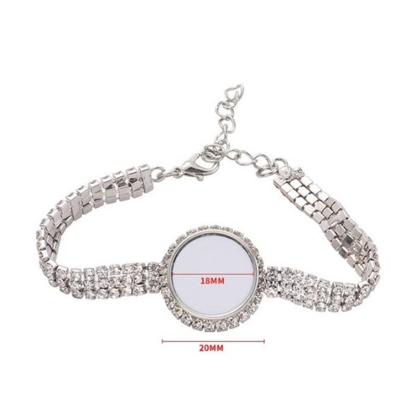 Silver Rhinestone Bracelet Sublimation Metal Charm Bracelet Jewelry Blanks For Valentine'S Day