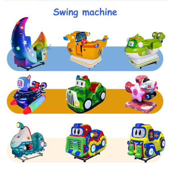 Cute Small Bear Kiddy Ride Machine Amusement Swing Car Toy Coin Operated Fiberglass Material