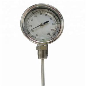 China 0 - 100C WSS Axial Bottom Industrial Bimetal Thermometer Dial Size 100mm on sale