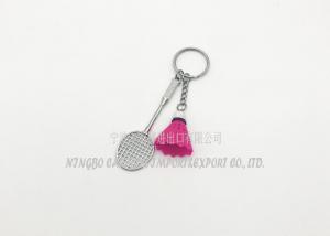 Quality Small Custom Metal Keychains Mini Badminton Racket Shape Women Love Sports Gifts wholesale