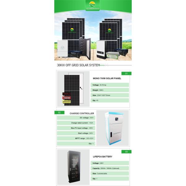 Rooftop Off Grid Solar System Kit 30KW Powered Customzied