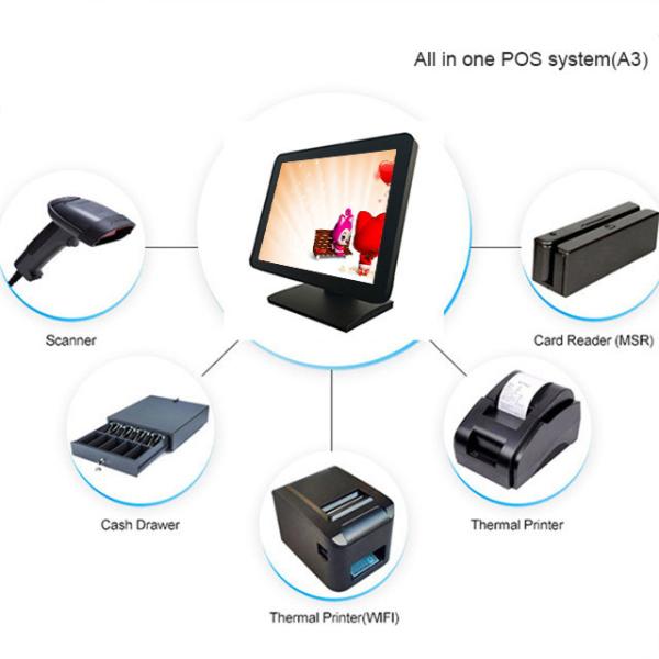 Black Color 12.1 Inch Android Pos Terminal Capacitive Touch Screen With Aluminium Alloy Housing