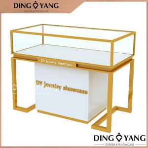 China Brush Gold Shinning White Wood Showcase For Jewelry Custom Service Design on sale