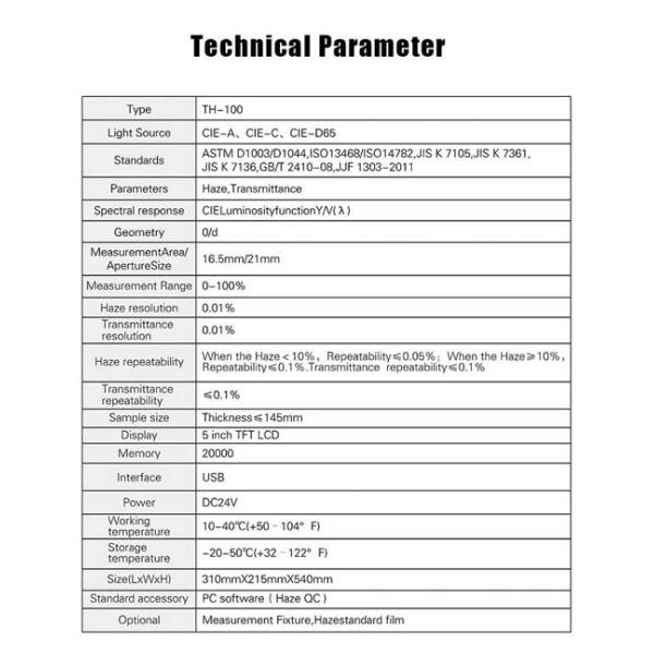 CHN Spec TH-100 ASTM D1003 Haze Meter Test Light Transmittance And Haze Measuring Meter