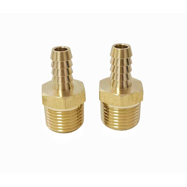 Solid Brass Pipe Air Hose End Fittings 1/4" Barb X 1/2" NPT Male Thread
