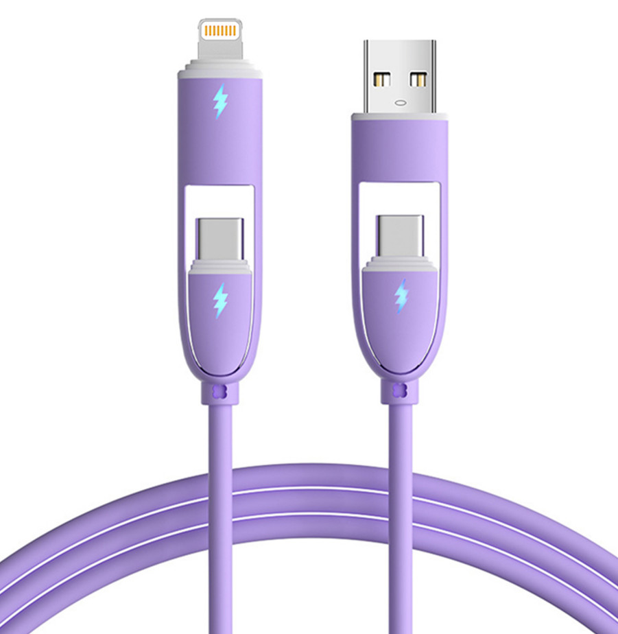 1m C-C66W C-L27W Multi Function Silicone 4 In 1 Charging Cable Fast Charging USB Data Cable