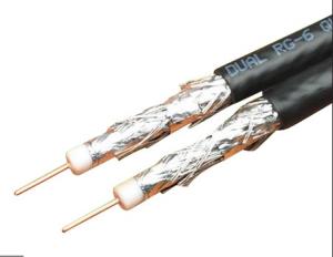 China Dual RG6 Quad CATV Coaxial Cable 18 AWG CCS 60% AL Braid CM Rated PVC Jacket on sale