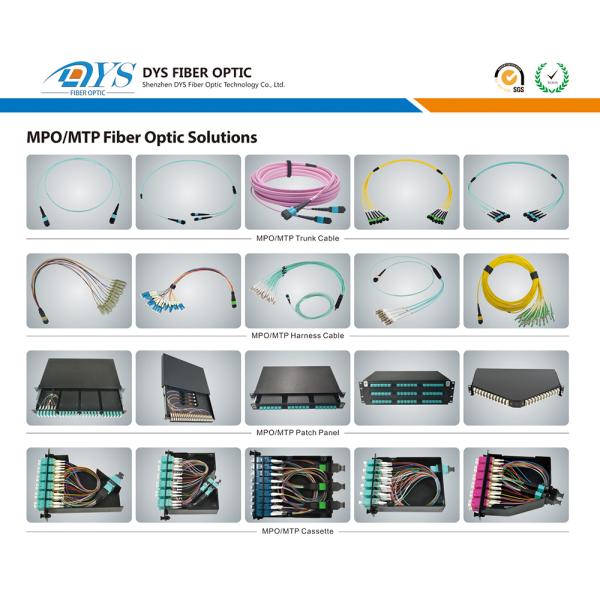 12 24 Cores SM MTP Trunk Cable 0.9mm Patch Cords Assemblies