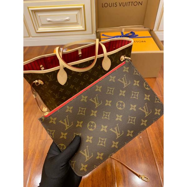 Louis Vuitton Designer Monogram Bag Pink Monogram Canvas Neverfull Mm Italian A-Grade Leather