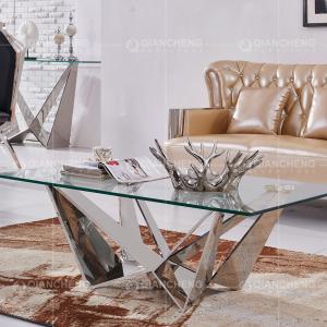Quality Height 18inch Glass Top Center Table Modern Stainless Steel Coffee Table wholesale