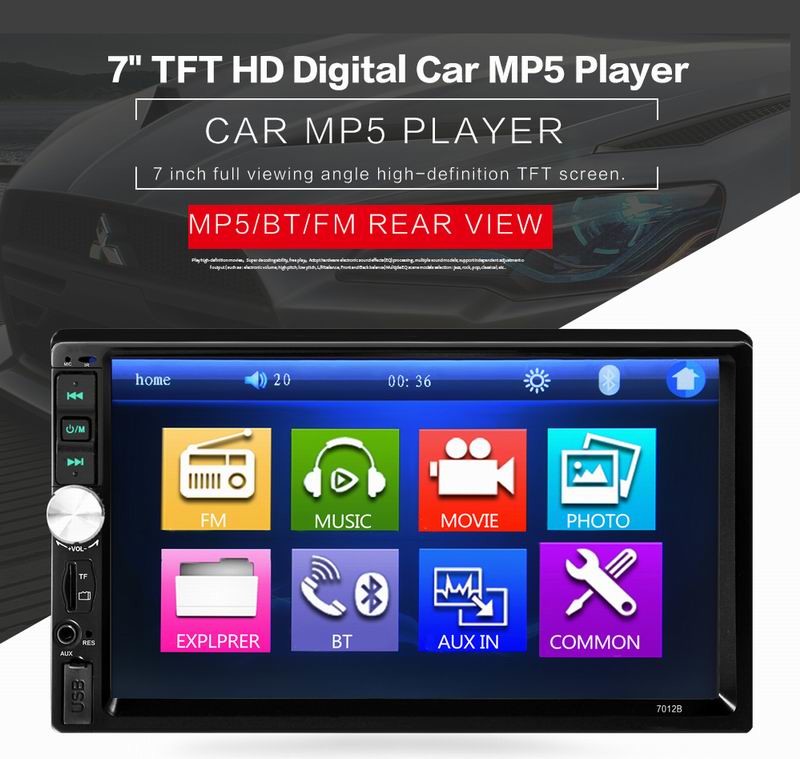 Ouchuangbo 7 inch car mp5 audio stereo with USB SD BT aux audio high quality
