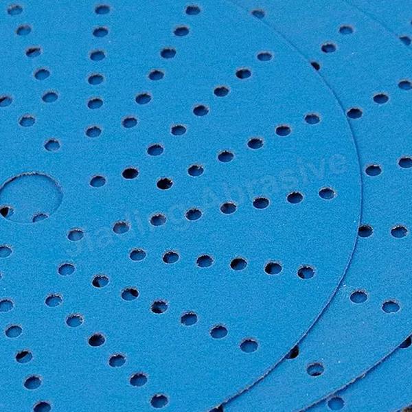 Hook and Loop Backing Zirconia Multi-Hole Blue Film Sandpaper Disc for Circular Sanders