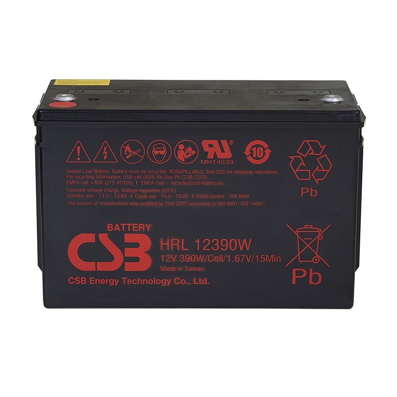 CSB HRL12390W 12V 390W Top Terminal Long Life VRLA-AGM Valve Regulated Lead Acid Battery
