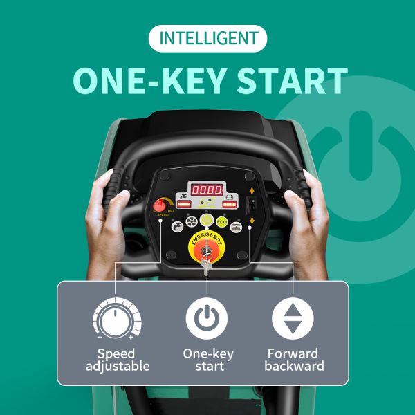 Manual Walk Behind Floor Scrubber Cordless Commercial Drier Mop For Logistic Center