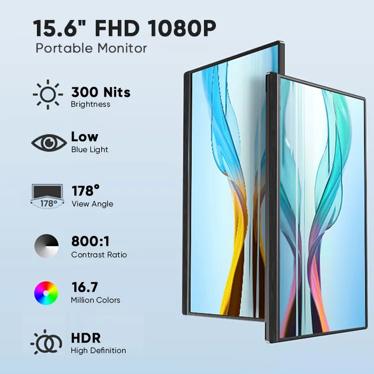 13inch Full HD LCD Portable Dual Screen Monitor With 300 Cd/M² Brightness IPS Display