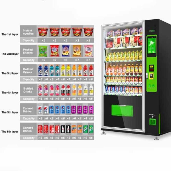 Coin Dispenser Automatic snack and drink combo vending machine 6 drawers