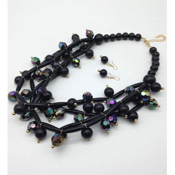 Fashion Exporting designs Acrylic Bead African Beads Jewelry Set Multi layer Necklace And Earring Set