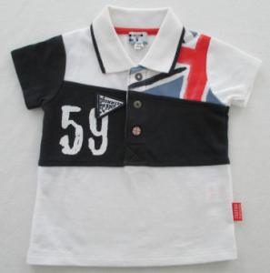 China Baby Boy Cotton Pique Polo Shirt Contrast Color Cut Sew on sale
