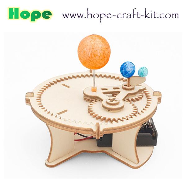 Science Earth Moon and Sun Solar Moving Orbit Experiment Wooden Color Model Toys Kids DIY Toys STEM astronomy Education