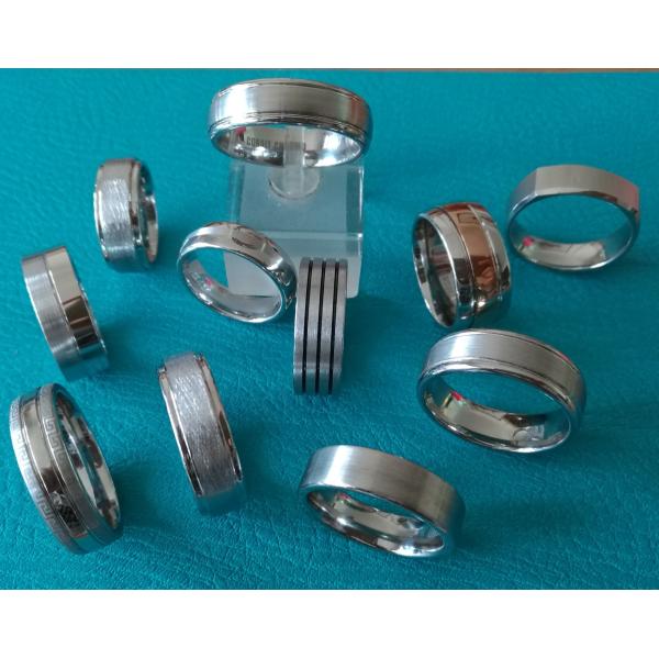 7mm Center Shiny Double Great Wall Pattern Grooves Dome Cobalt Chrome Wedding Band Ring