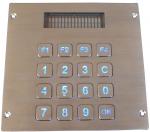 16 keys blue backlight stainless steel keypad with LCD screen for panel mounting