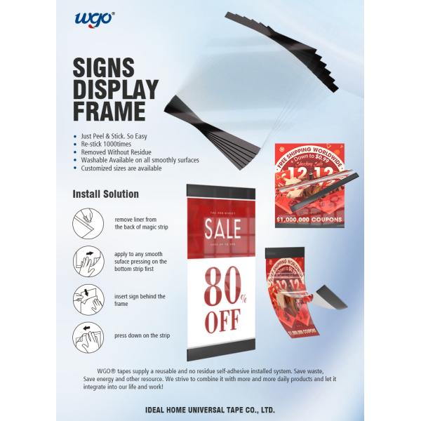 ODM Wall Mounted Sign Holder OEM Acrylic Holder 8.5 X 11 Self Adhesive