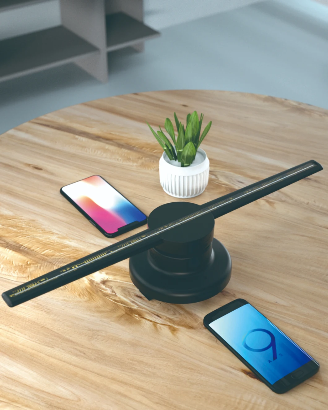 Holographic 3D Mirror Display Hologram Kiosk For Advertising LED Light