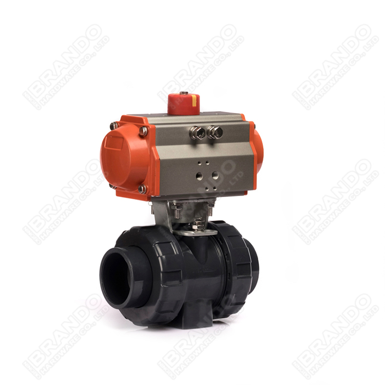 3 Way Pneumatic Actuated Ball Valve With Solenoid Valve Limit Switch