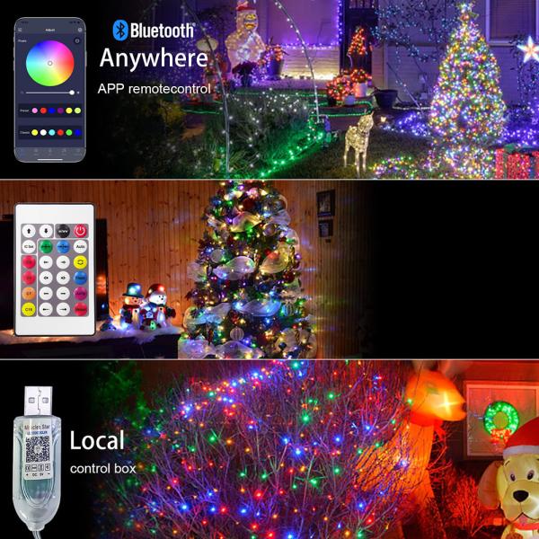 5m 10m App Control USB LED Leather Thread Lights String For Garden Tree Street Decor