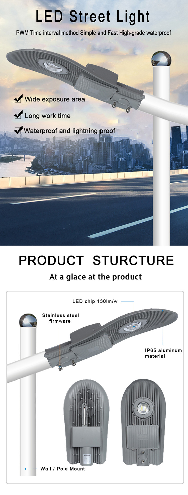 Outside Security LED Street Flood Light IP65 Illumination Curve
