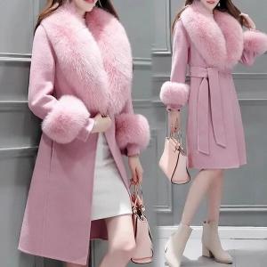 Quality                  New Design Autumn & Winter Warm Women Pink Long Fur Coats Clothing              wholesale